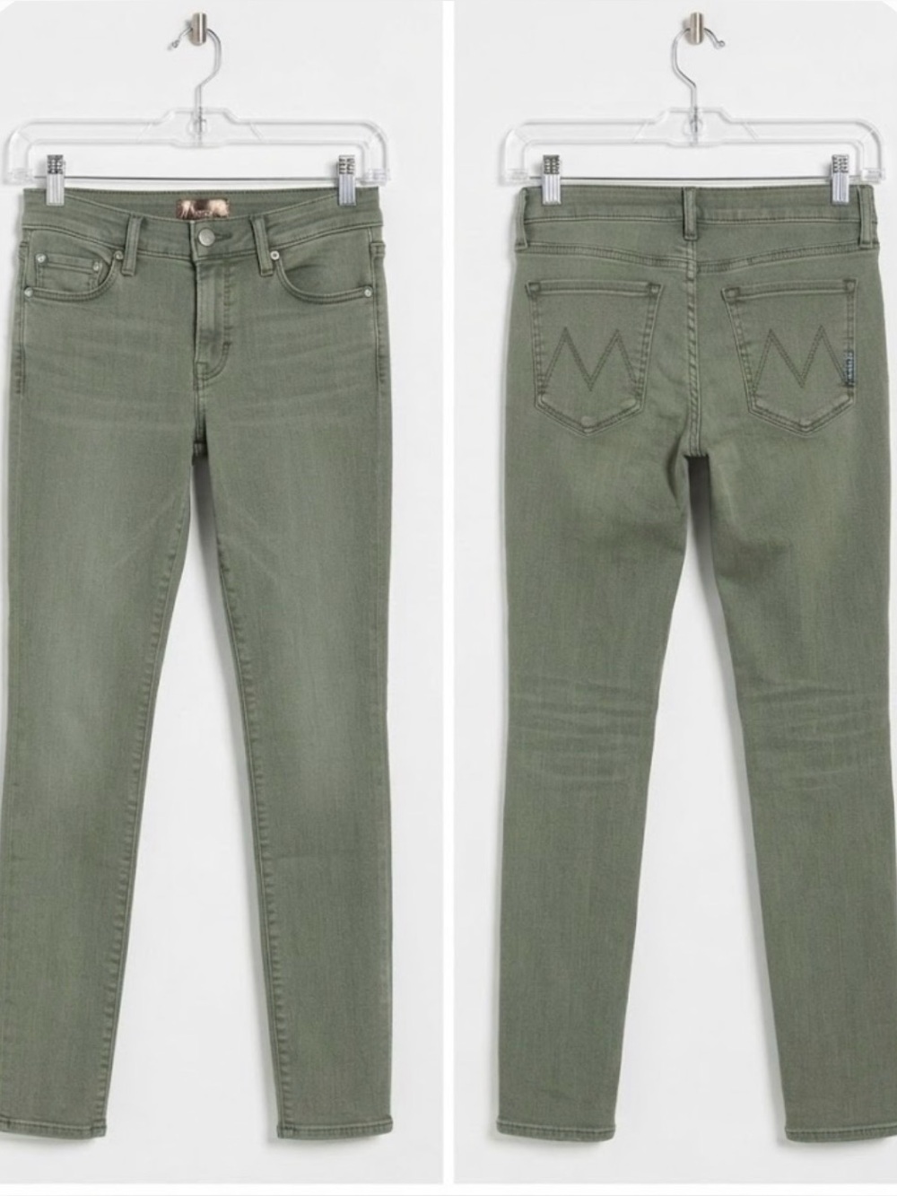 MOTHER The Looker Crop Olive Green Skinny Jeans Size 26